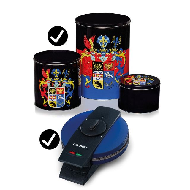 Neujahrskucheneisen Cloer-2632 und Ostfrieslanddosen-Set Cloer-90004