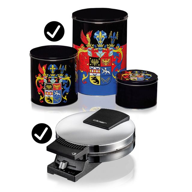 Neujahrskucheneisen Cloer-0285EF und Gebäckdosen Set Cloer-90004